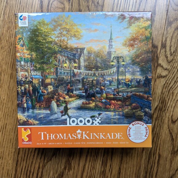 ⭐ Ceaco Thomas Kinkade Pumpkin Festival Puzzle, 1,000-pieces 🧩 - Picture 1 of 2